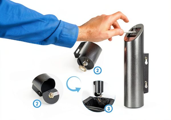 Guanpin Fireproof Outdoor Cigarette Receptacle Grey GH-C43-1