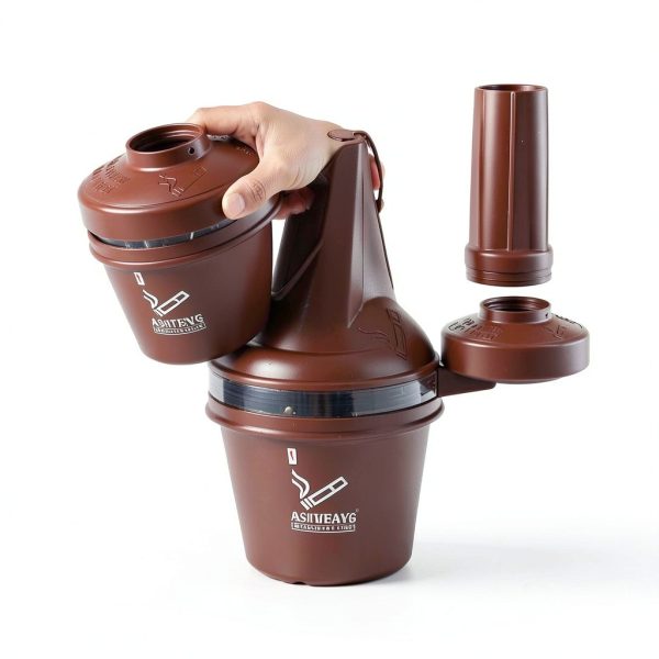 VILBLE Outdoor Ashtray Brown 4 Pack-2