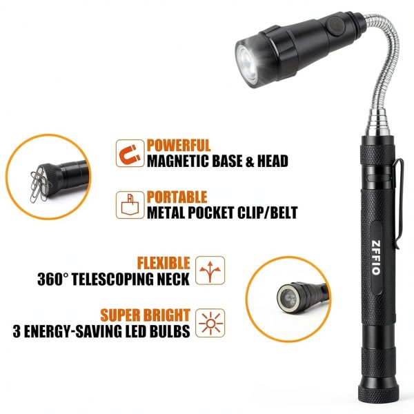 ZFFIO Magnetic Pickup Tool 22‑Inch Telescoping Grabber for Men Gifts-5