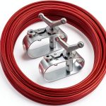100ft Pool Cover Cable & 2 Winch Suitable for Above Ground Swimming Pool Plastic-Coated Steel Cable Aluminum Spring Loaded Ratchet for Securing Above Ground Swimming Pool Covers (Red)-0