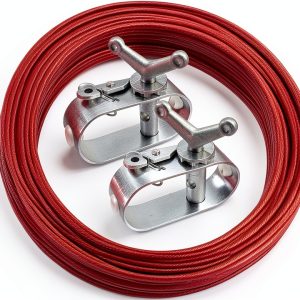 100ft Pool Cover Cable & 2 Winch Suitable for Above Ground Swimming Pool Plastic-Coated Steel Cable Aluminum Spring Loaded Ratchet for Securing Above Ground Swimming Pool Covers (Red)-0