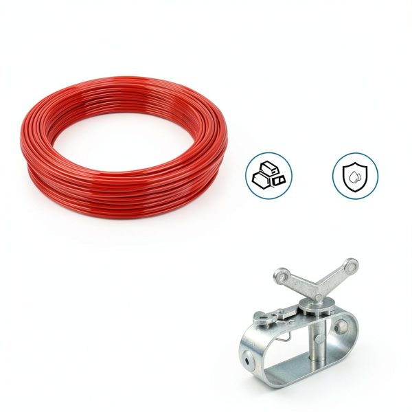 100ft Pool Cover Cable & 2 Winch Suitable for Above Ground Swimming Pool Plastic-Coated Steel Cable Aluminum Spring Loaded Ratchet for Securing Above Ground Swimming Pool Covers (Red)-2