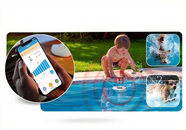 WiFi Pool Alarm, Zuomeng Solar Wave Pool Alarm with Optimal Sensitivity, Remote Control by App, Dual Alarming via Device & App, Offering Extra Protection for Your Child and Pet-1