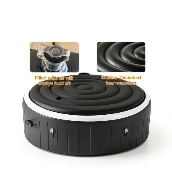 Inflatable Hot Tub Cover - 5.4FT, Anti Air Leakage, Thickened Replacement - Round, Black-1