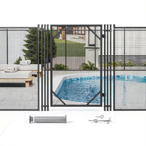 VEVOR Pool Fence Gate, 4 x 2.5 FT Pool Gate for Inground Pools, Pool Safety Fence Gate Kit with Stainless Steel Latch, Removable Child Safety Pool Fencing, Easy DIY Installation-7