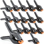 16 Pack Pool Cover Clips for Above Ground Pools Spring Clamps for Backdrop Woodworking, 4.5inch Heavy Duty Clamps for Winter Pool Cover Tools Crafts Photography, Pool Wind Guard Large Plastic Clip-0