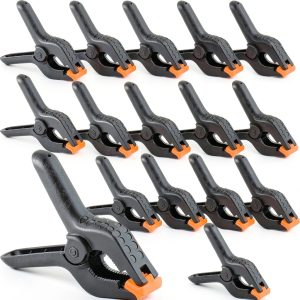 16 Pack Pool Cover Clips for Above Ground Pools Spring Clamps for Backdrop Woodworking, 4.5inch Heavy Duty Clamps for Winter Pool Cover Tools Crafts Photography, Pool Wind Guard Large Plastic Clip-0