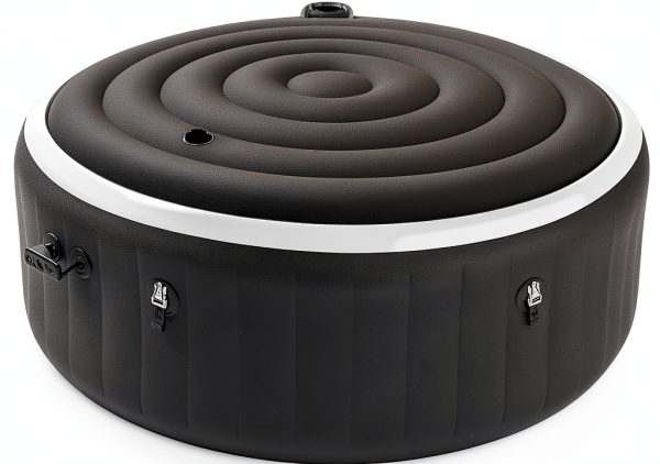 Inflatable Hot Tub Cover - 5.4FT, Anti Air Leakage, Thickened Replacement - Round, Black-0